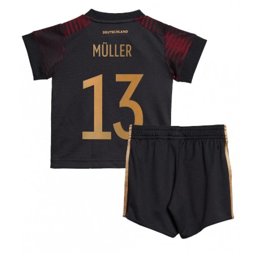Otroški Nogometni dresi Nemčija Thomas Muller #13 Gostujoči SP 2022 Kratek Rokav (+ Kratke hlače)